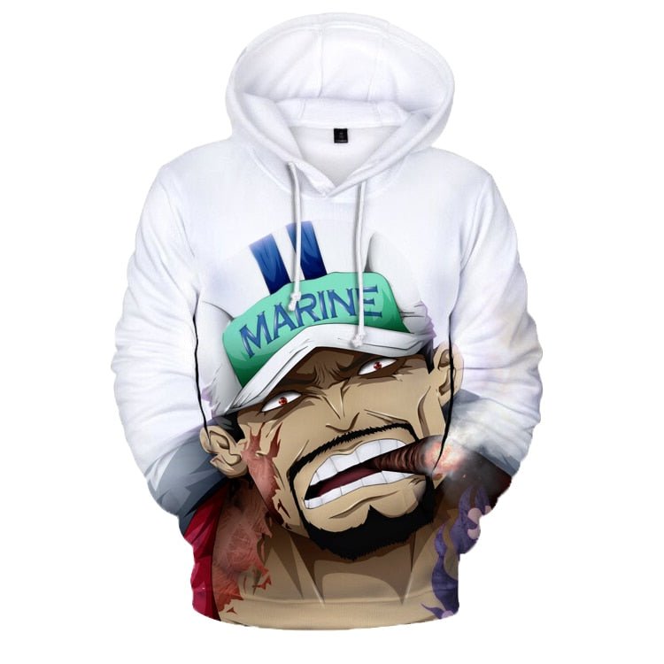 MAOKEI - 3D One piece Akainu Smoking hoodie - 1005001982417985-Sky blue-XXS