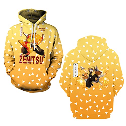 MAOKEI - Demon Slayer Zenitsu Uniform Cosplay Deter Hoodie - B0BWY283JZ