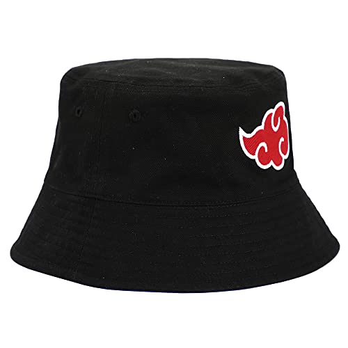 MAOKEI - Naruto Reversible Akatsuki X Konoha Hidden Leaf Village Bucket Hat - B09WNGZYVJ