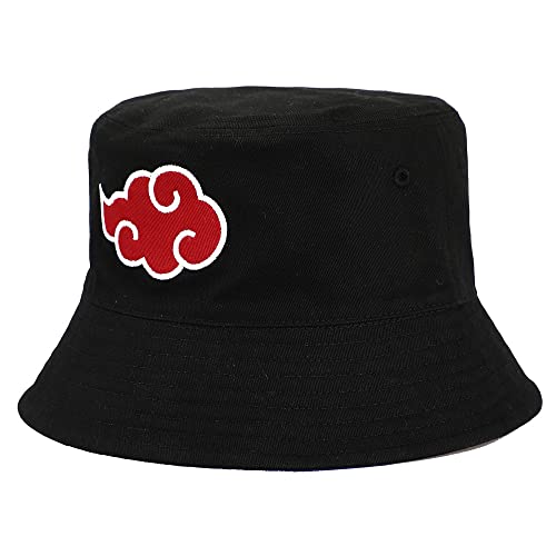 MAOKEI - Naruto Reversible Akatsuki X Konoha Hidden Leaf Village Bucket Hat - B09WNGZYVJ