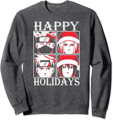 MAOKEI - Naruto Shippuden Happy Holidays Characters Sweatshirt - B09N9X4P9K-3