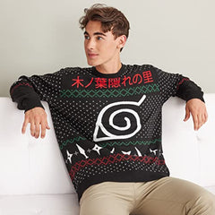 MAOKEI - Naruto Shippuden Hidden Leaf Pattern Christmas Sweater - B08N1LFNSG