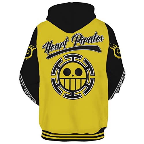 MAOKEI - One Piece Heart Pirates Football Inspired Hoodie - B0C1RHZYQZ