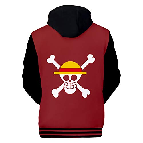 MAOKEI - One Piece Mugiwara Crew Epic Red Emblem Hoodie - B0CLPH7YFH