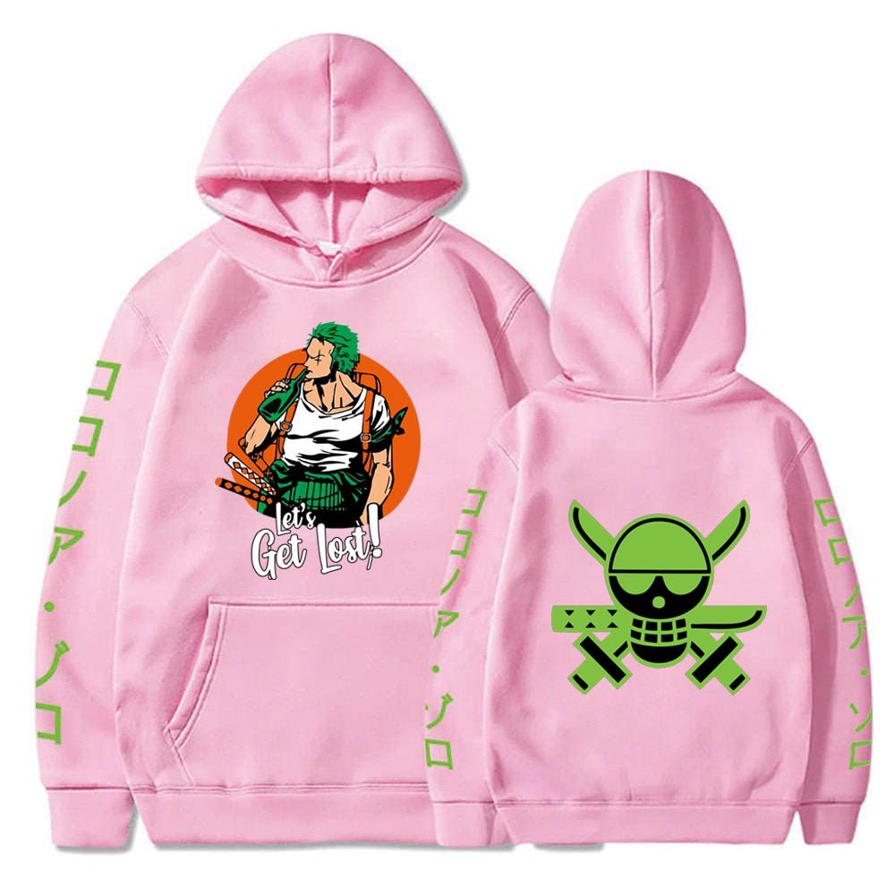 MAOKEI - One Piece Roronoa Zoro Fan Lost Joke Hoodie - 1005003932218380-Pink-XS